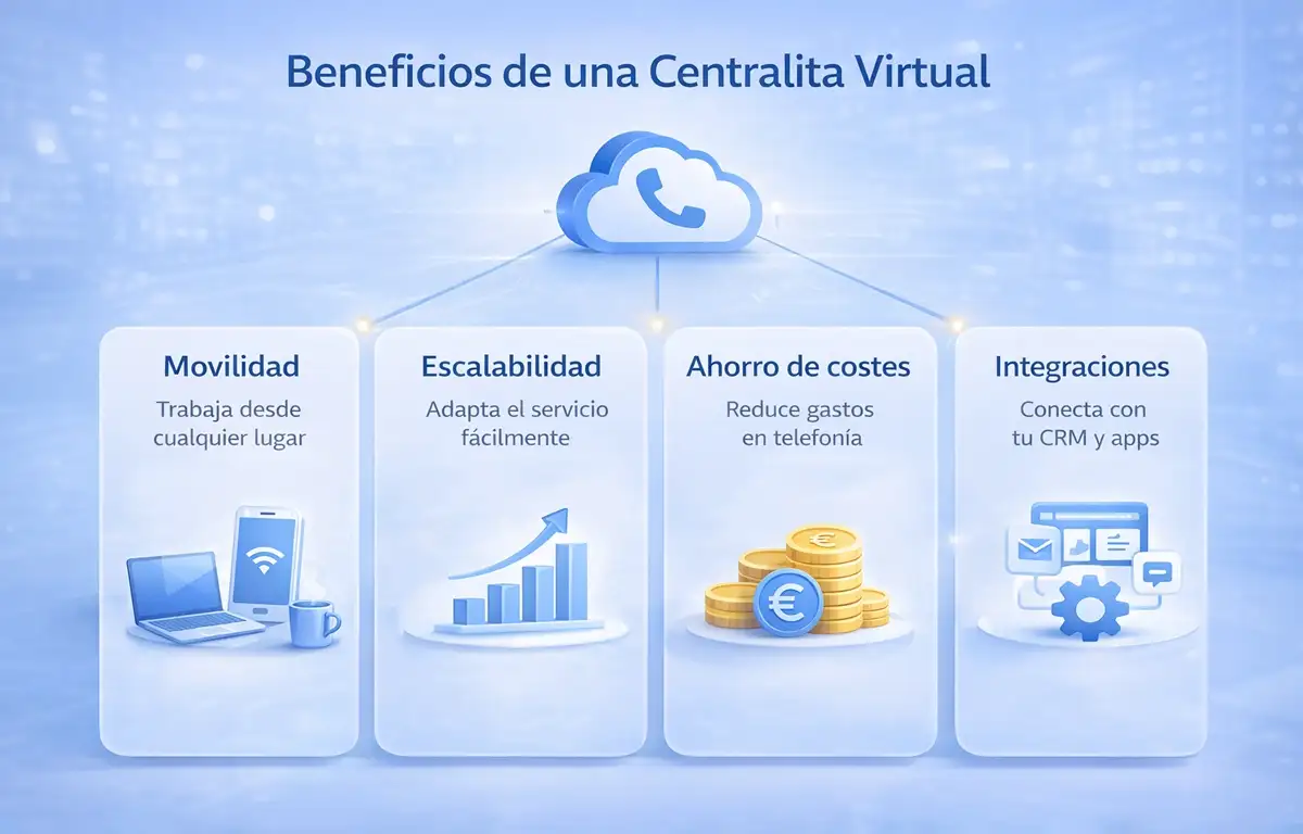 Beneficios de una centralita virtual para empresas movilidad escalabilidad ahorro de costes e integraciones