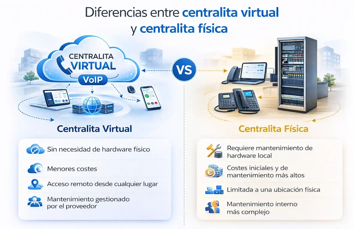 Comparativa centralita virtual vs centralita telefónica física diferencias